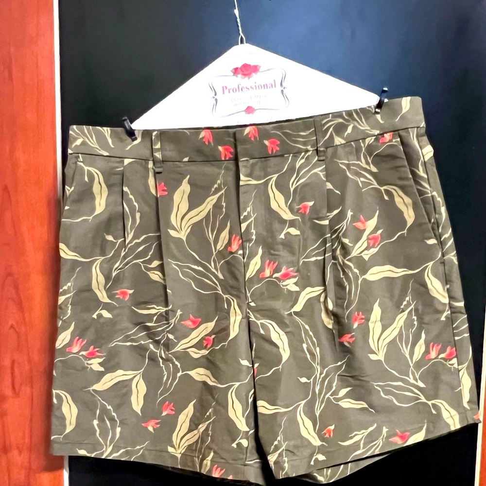 RAG & BONE Jackson Short Army Floral Men's Orange Birds Size 36 - Picture 1 of 12
